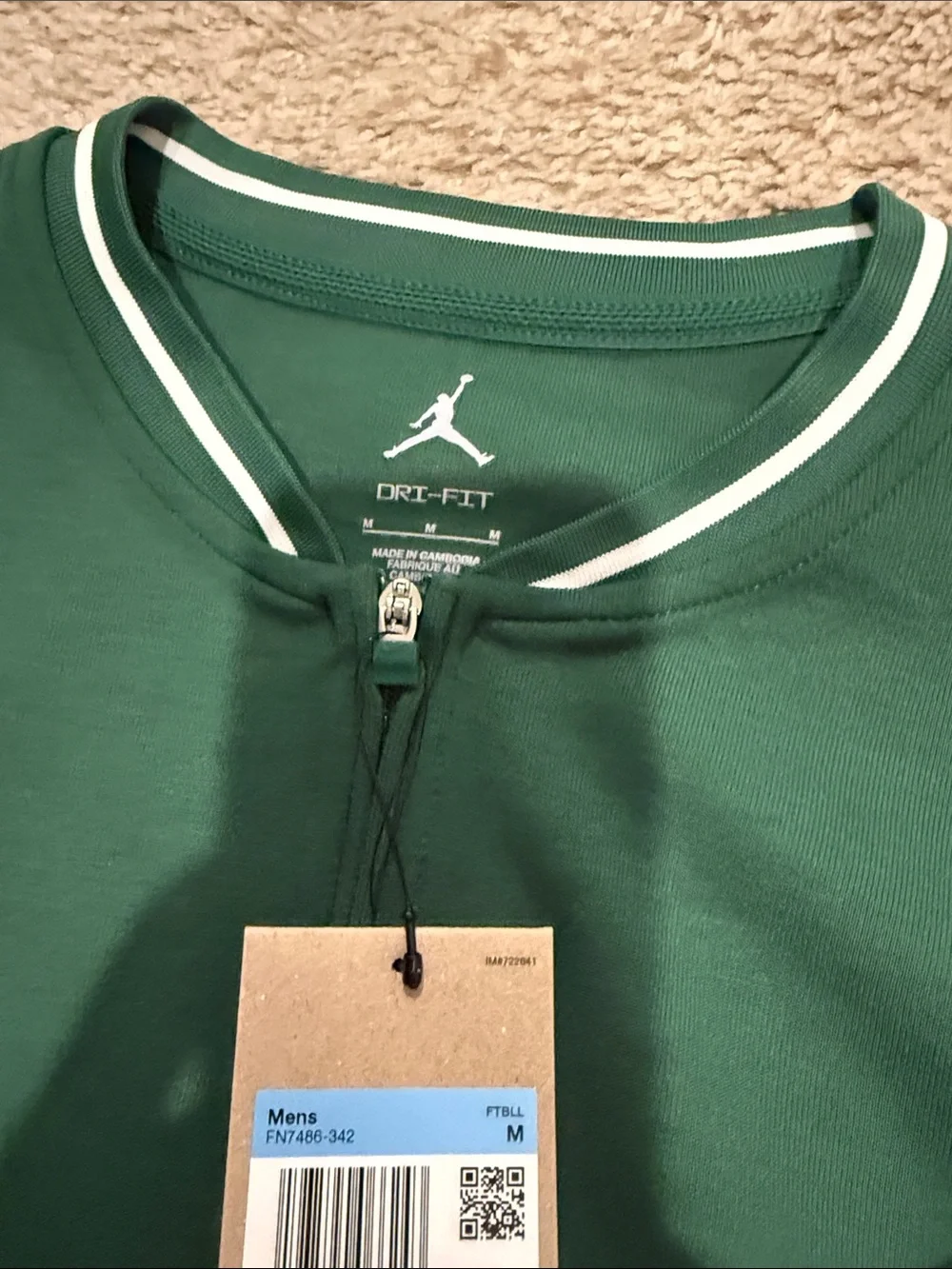 Jordan Green and White Colorblock 1/4 zip Pullover
